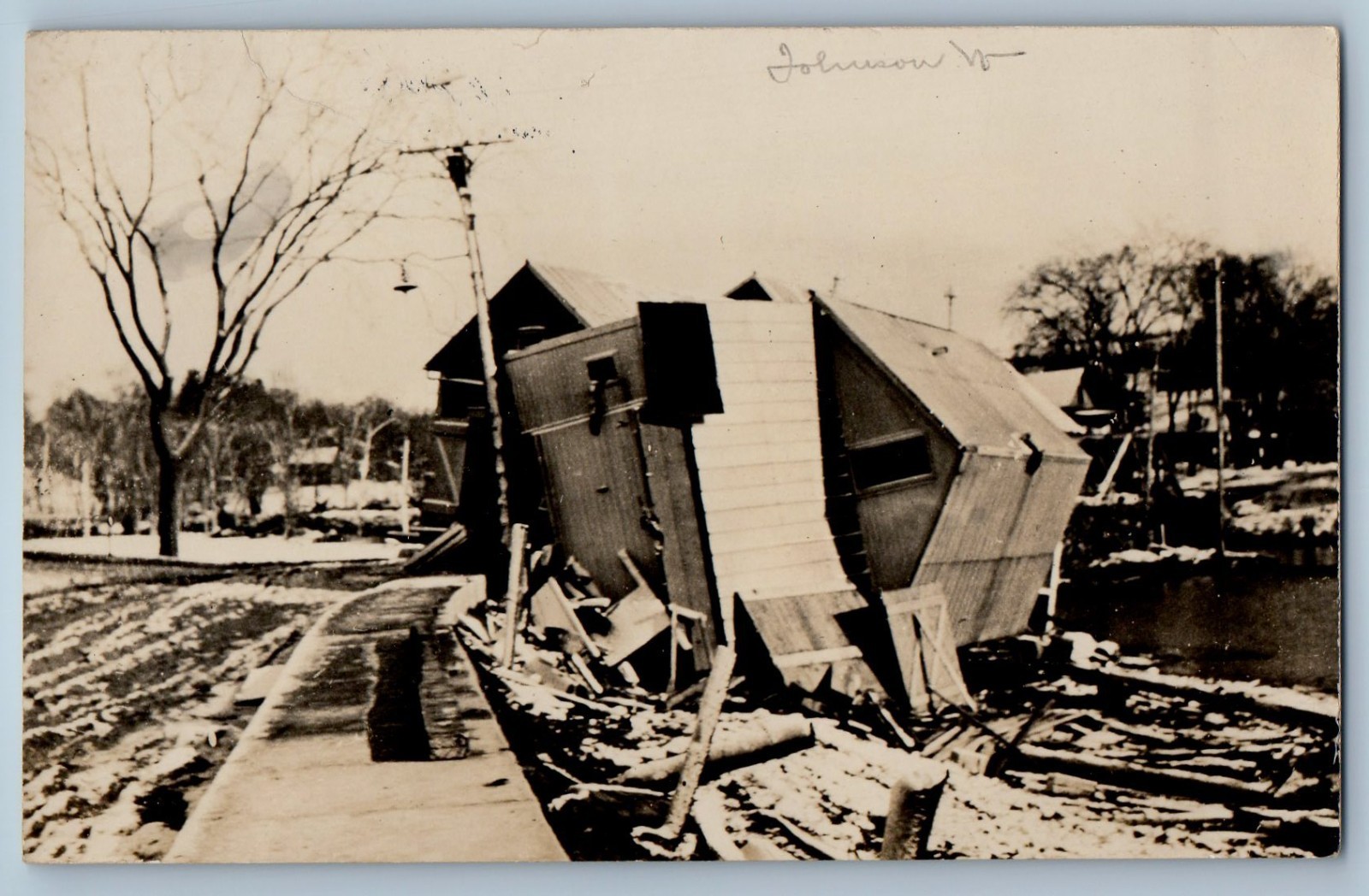 c1910's Flood Disaster Johnson Vermont VT RPPC Photo Posted Antique Postcard