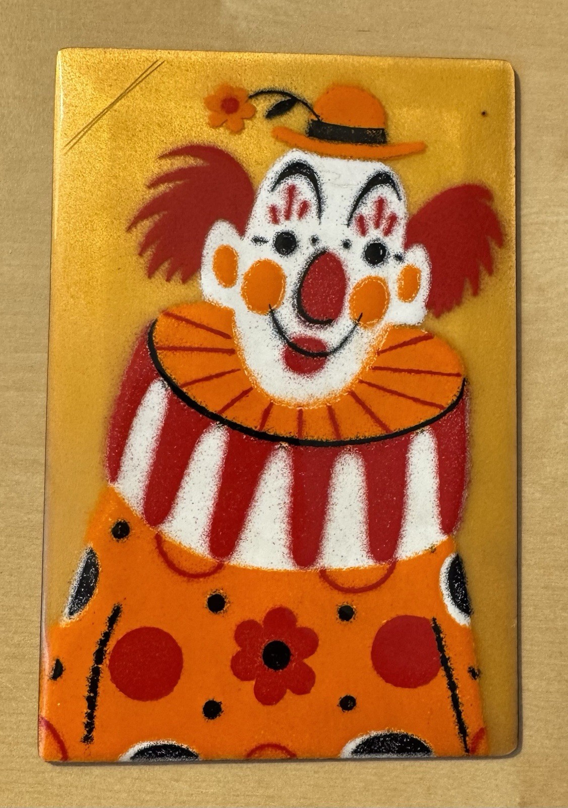 Vintage AnneMarie Davidson Enamel Clown Rectangular MCM Sierra Madre CA made USA