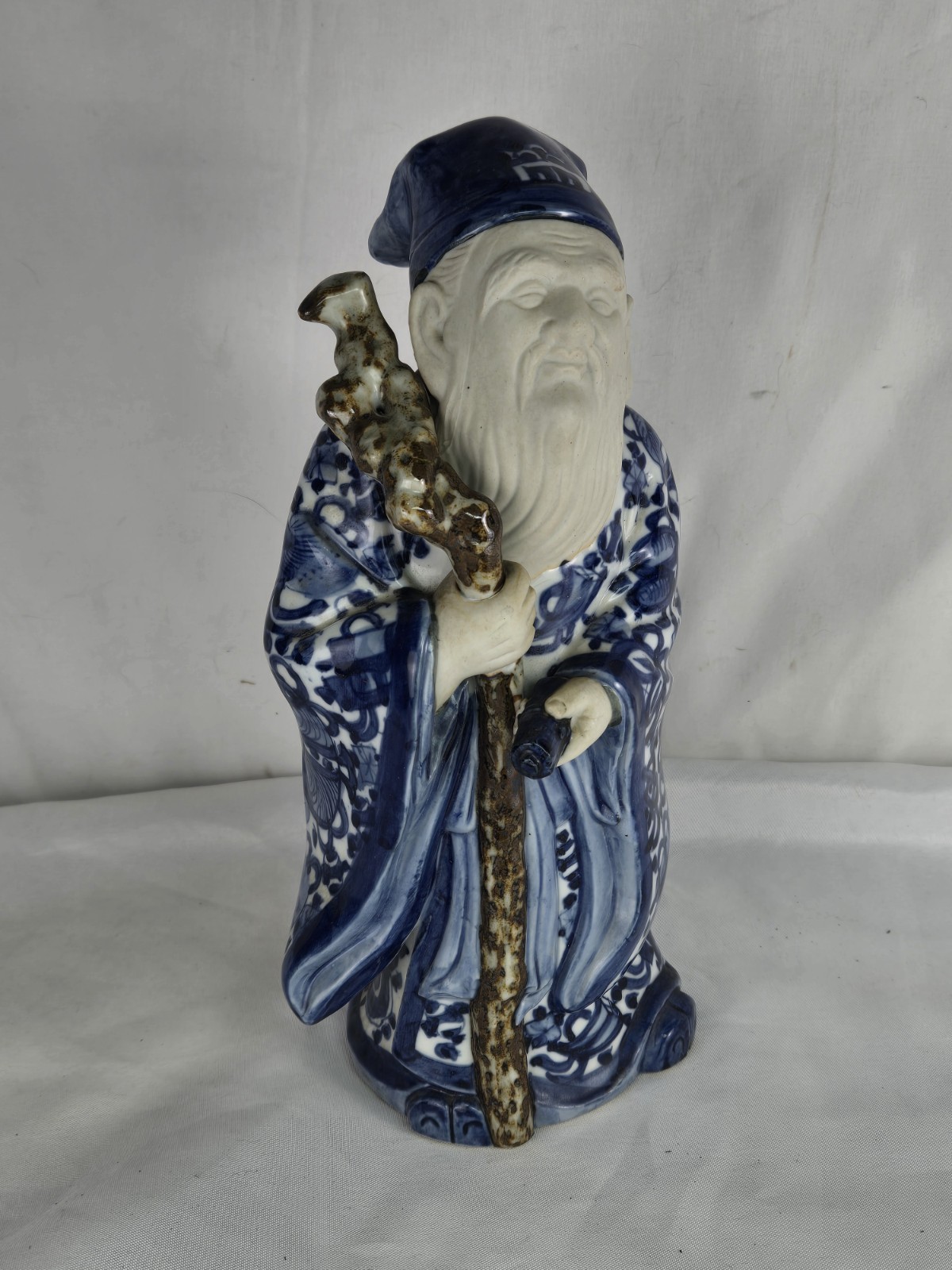 Vintage Kutani Porcelain Figure-Japanese God of Longevity Jurojin 11”