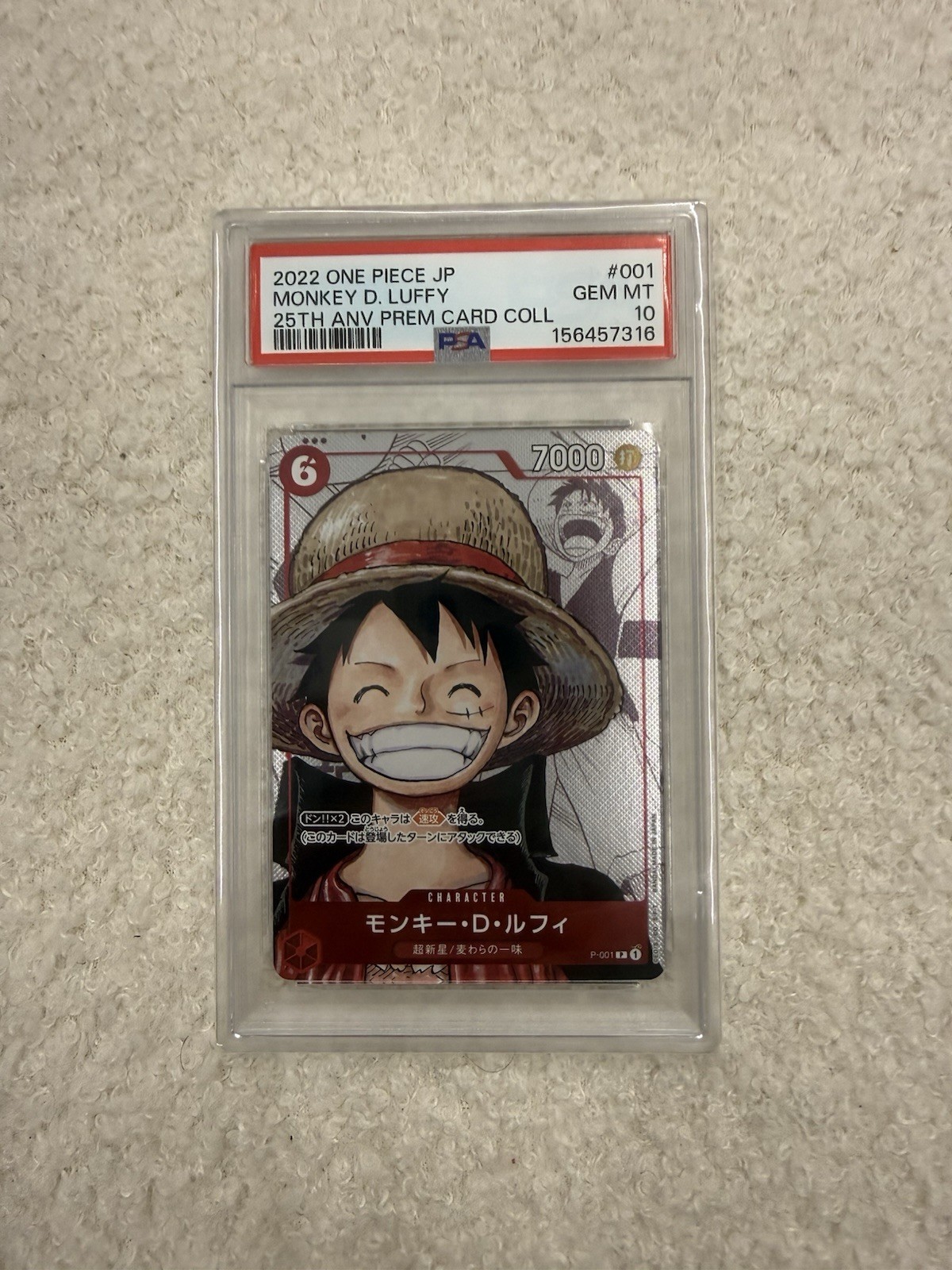 One Piece 2022 Monkey D. Luffy #001 25th Anv Prem Card Coll JP PSA 10