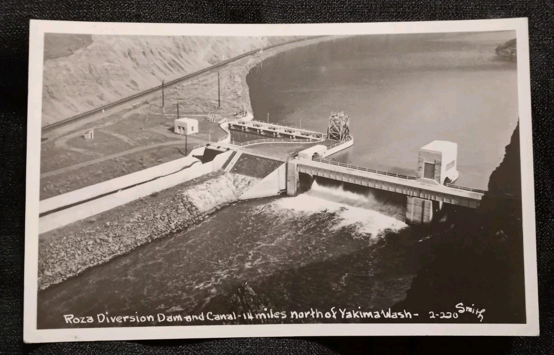 RPPC 1954 Roza Diversion Dam & Canal Yakima River Washington Smith\'s Scenic View