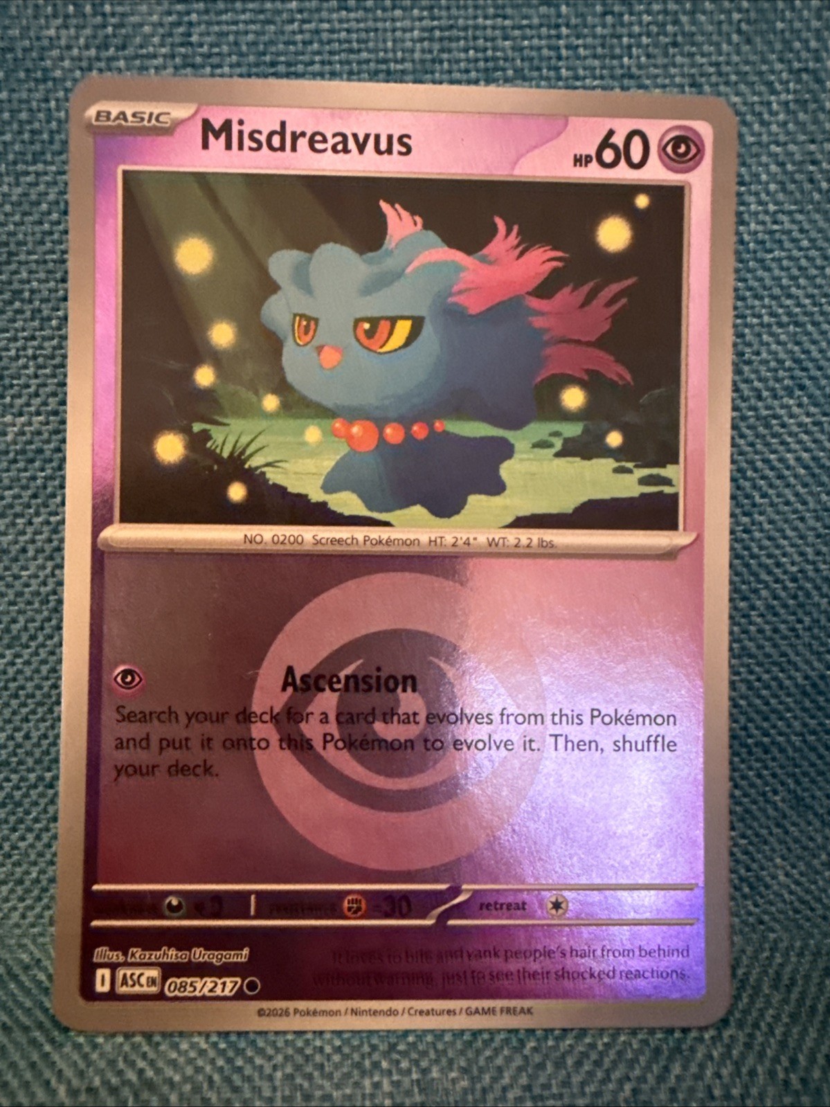 Misdreavus 85/217 Reverse Holo Energy Ascended Heroes  Pokemon NM