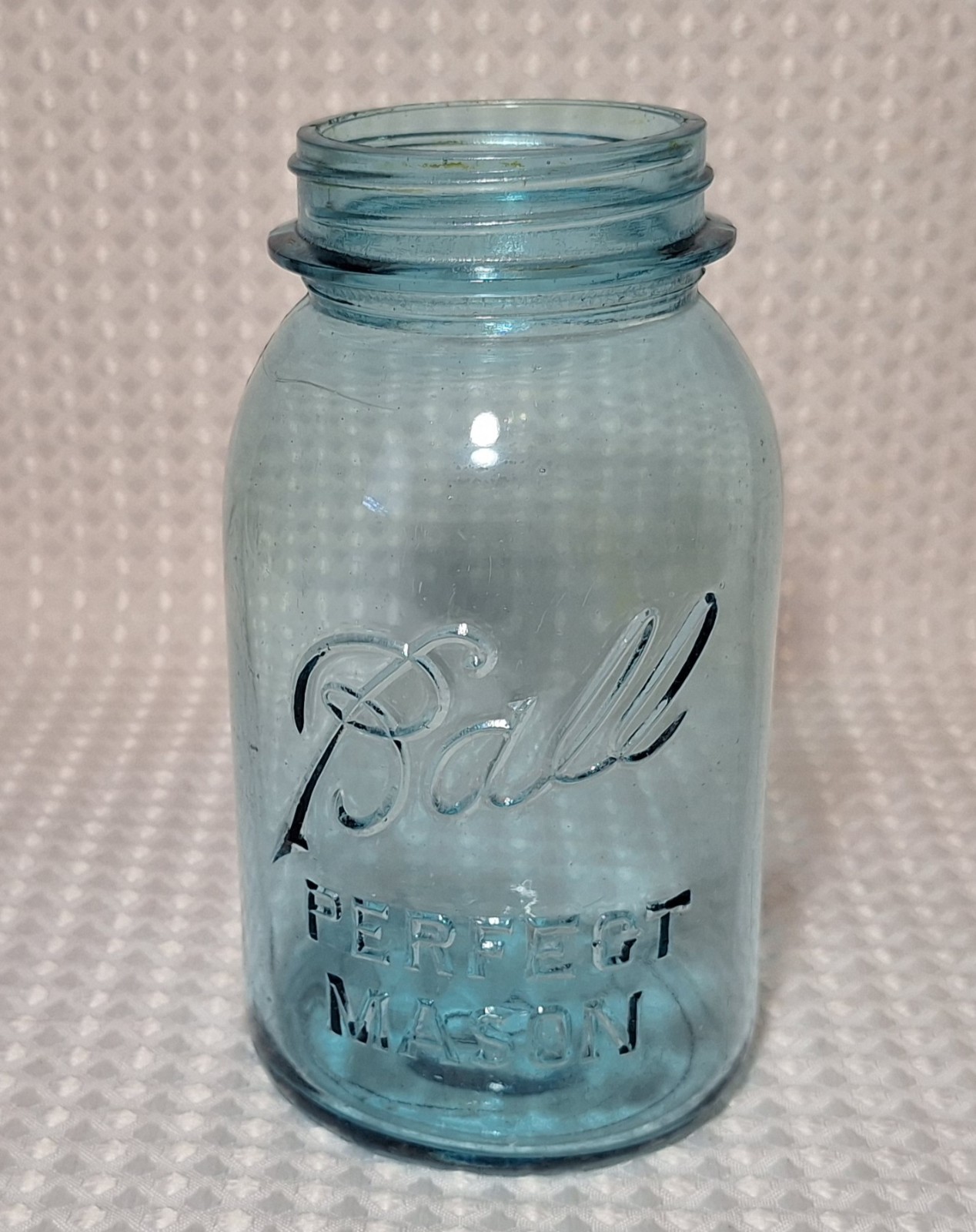 Vintage Antique 1920s-1930s Quart Aqua Blue Ball Perfect Mason Canning Jar #6