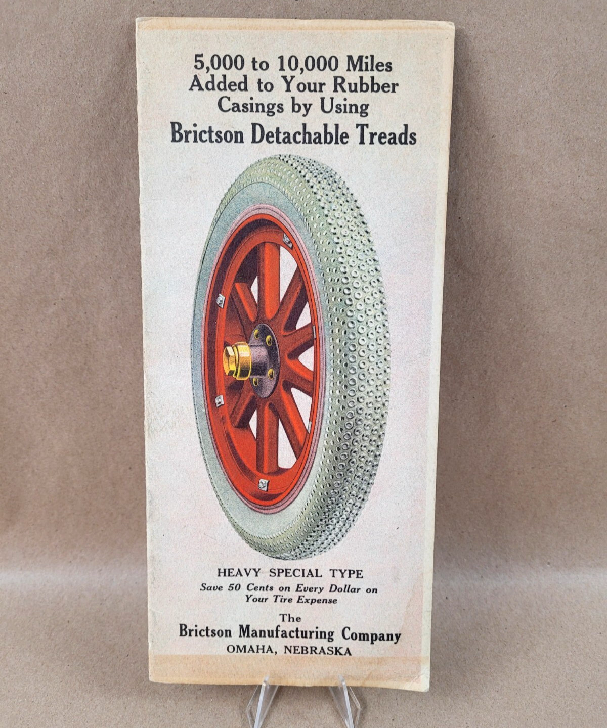 RARE BRICTSON DETACHABLE TIRE TREAD PRINT ADVERTISING BROCHURE BOOKLET ca 1900