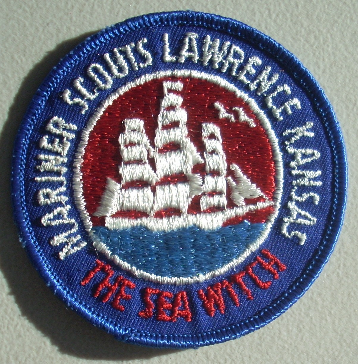 VINTAGE GIRL SCOUT PATCH~Mariner Scouts Lawrence Kansas~The Sea Witch~ sailboat