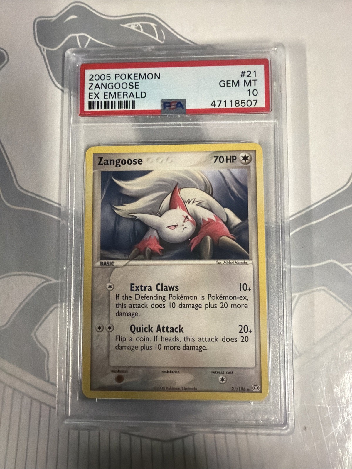 Zangoose #21/106 PSA 10 Gem Mint Pokemon 2005 EX Emerald Pop 9