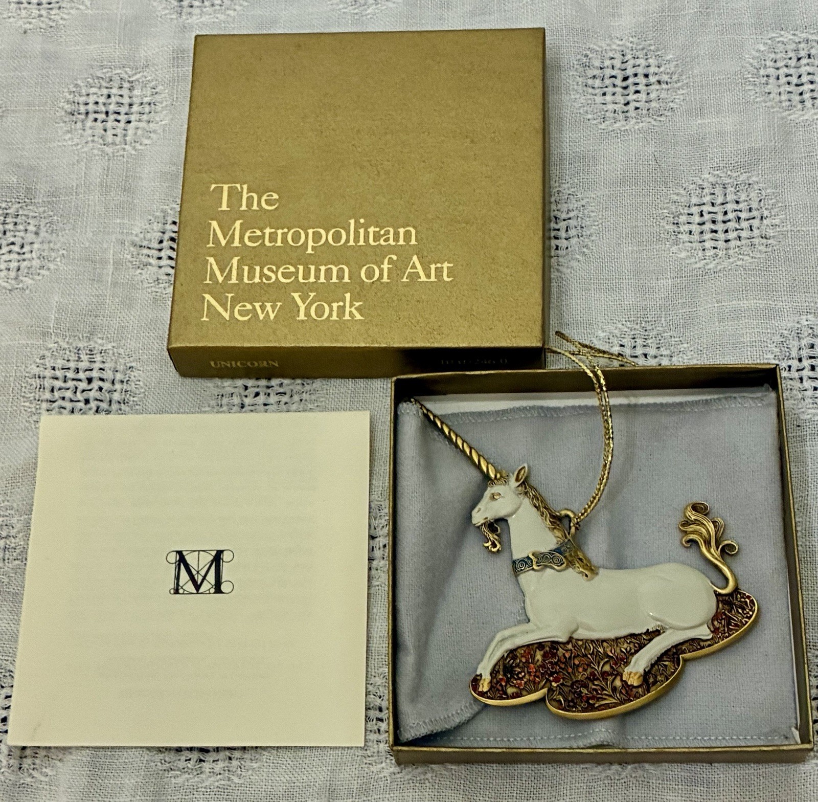 2003 MMA Unicorn in Captivity Ornament Metropolitan Museum Art Pewter Box