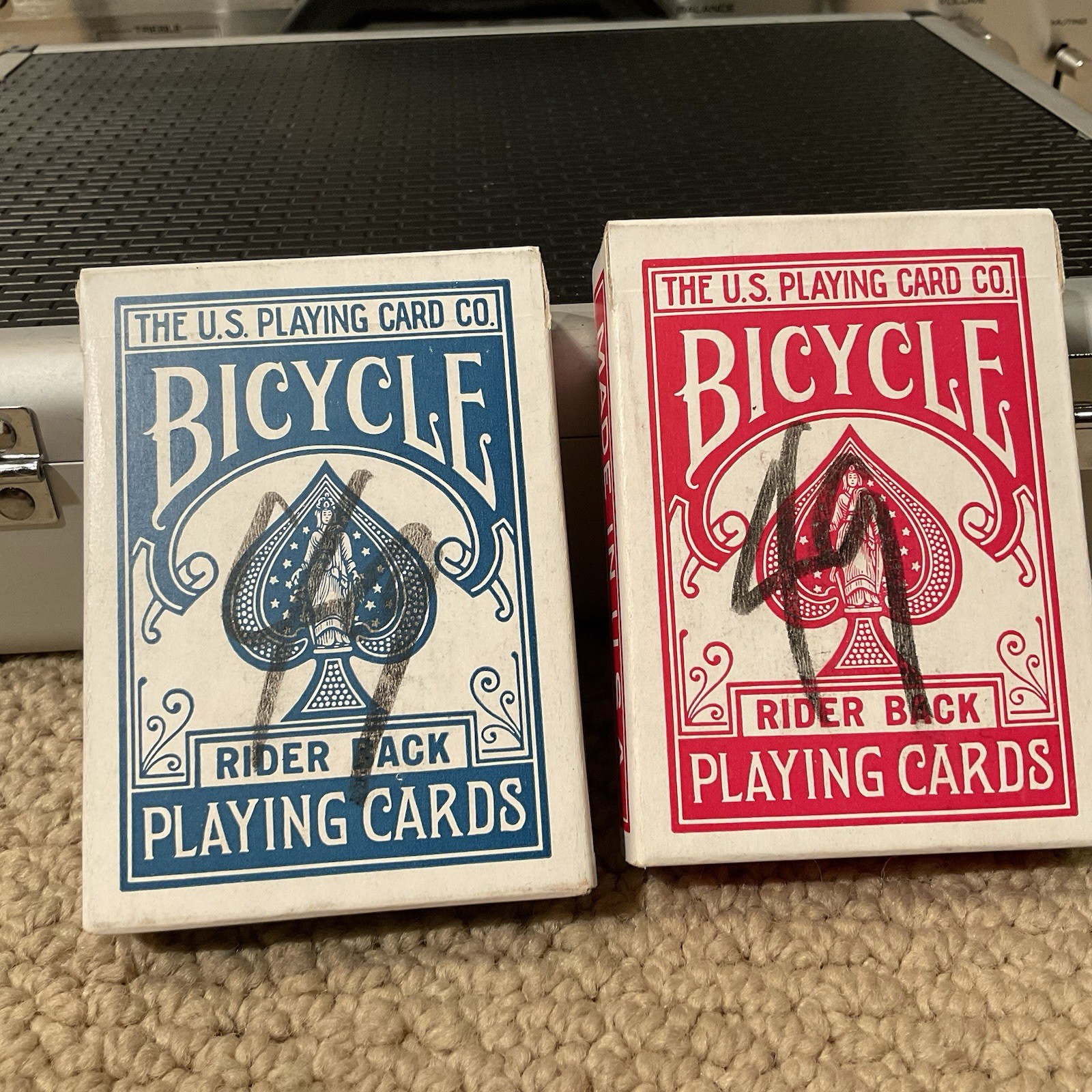 2 Vintage NOS Tax Stamp Sealed Decks Bicycle Rider Back Playing Cards **NICE**