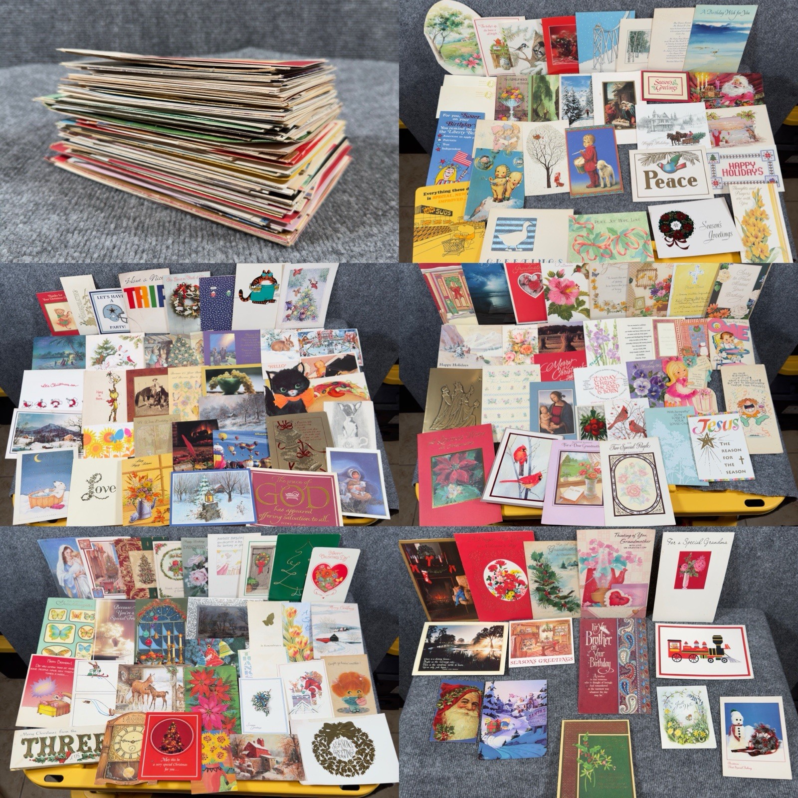 Vintage 1970s-1990s Greeting Card Lot 142 Religious Holiday Animal Baby Cartoons