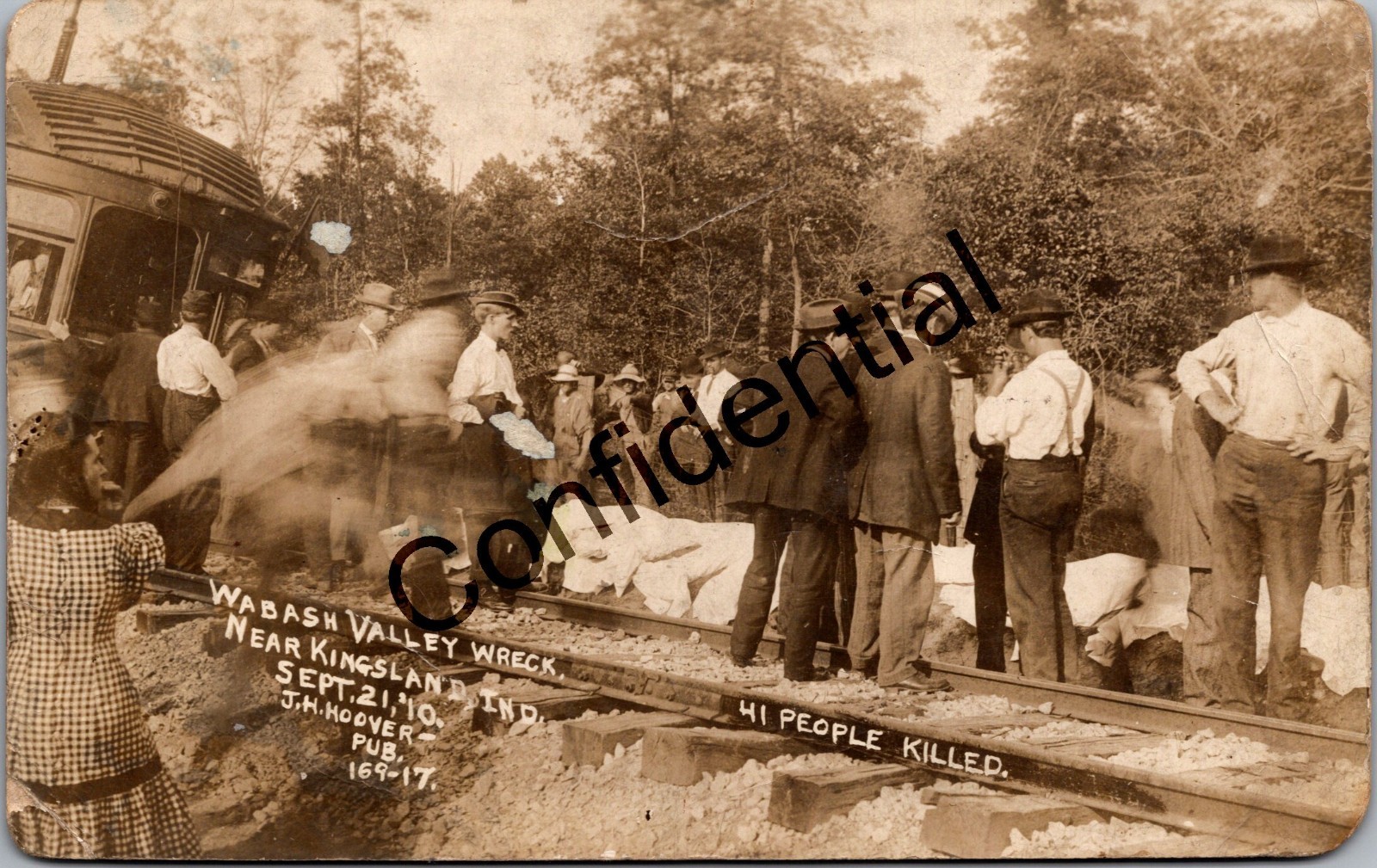 Real Photo Wabash Railroad Kingsland Indiana RR Wreck 41 Killed IN RPPC X484