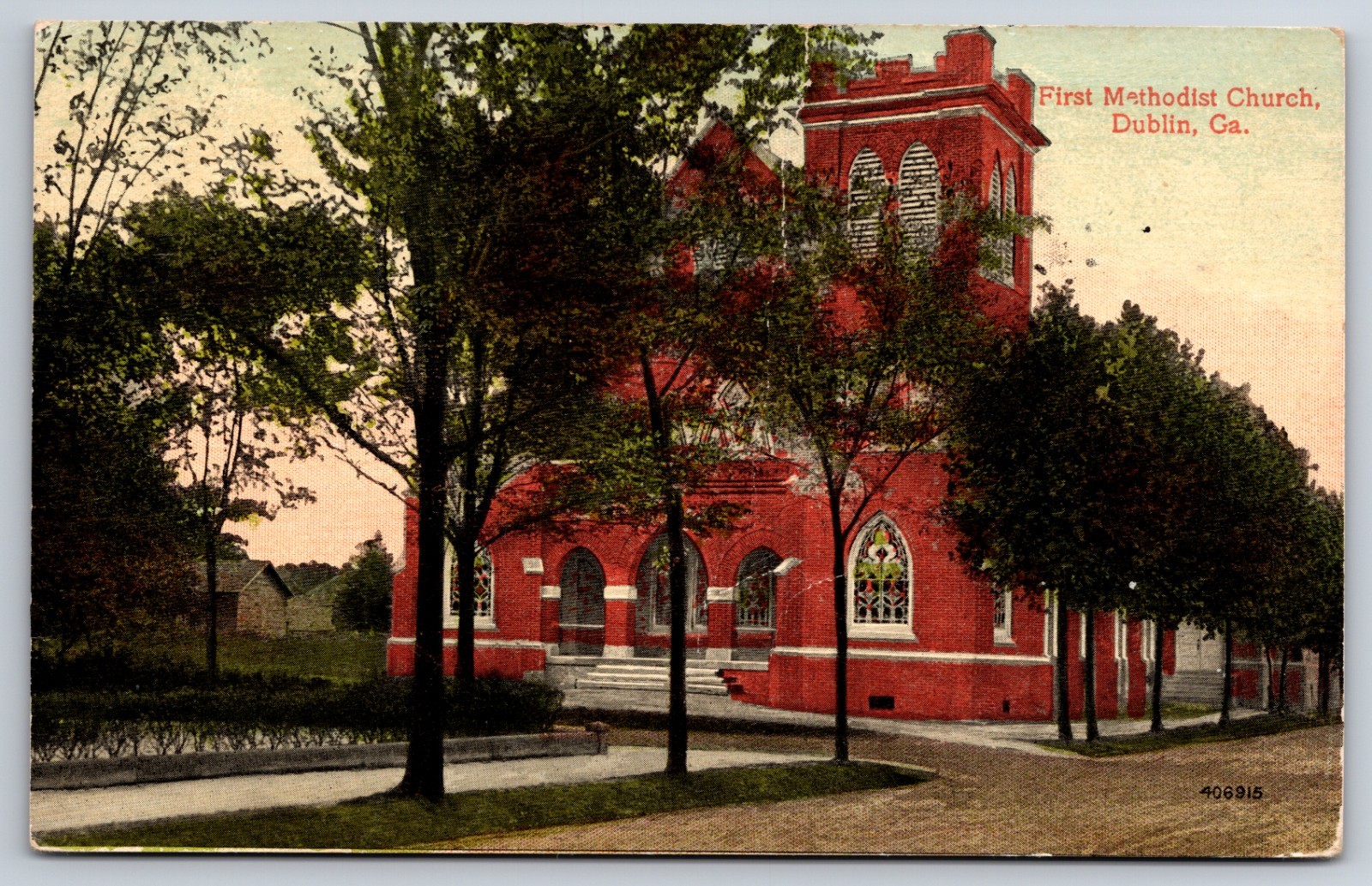 First Methodist Church Dublin Georgia GA c1910 Postcard