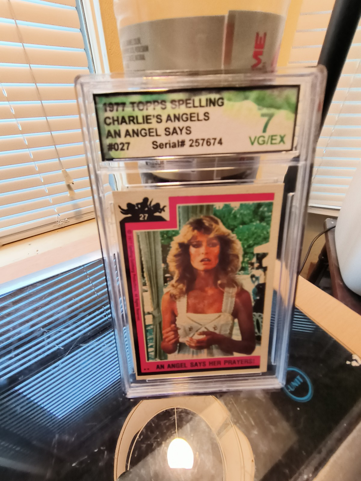 1977 Topps Spelling Charlie\'s Angels Card An Angel says # 027 DGG GRADED 7 VG/EX