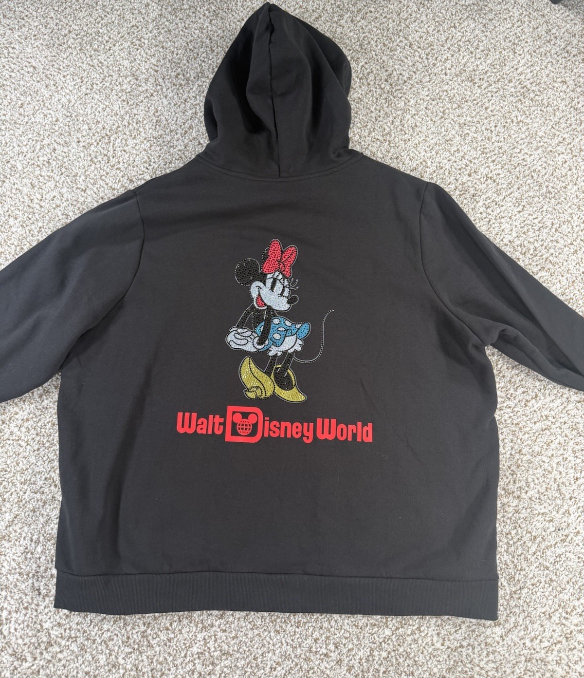 Women’s Walt Disney World Minnie Mouse Rhinestone Zip-up Hoodie Jacket Size XL