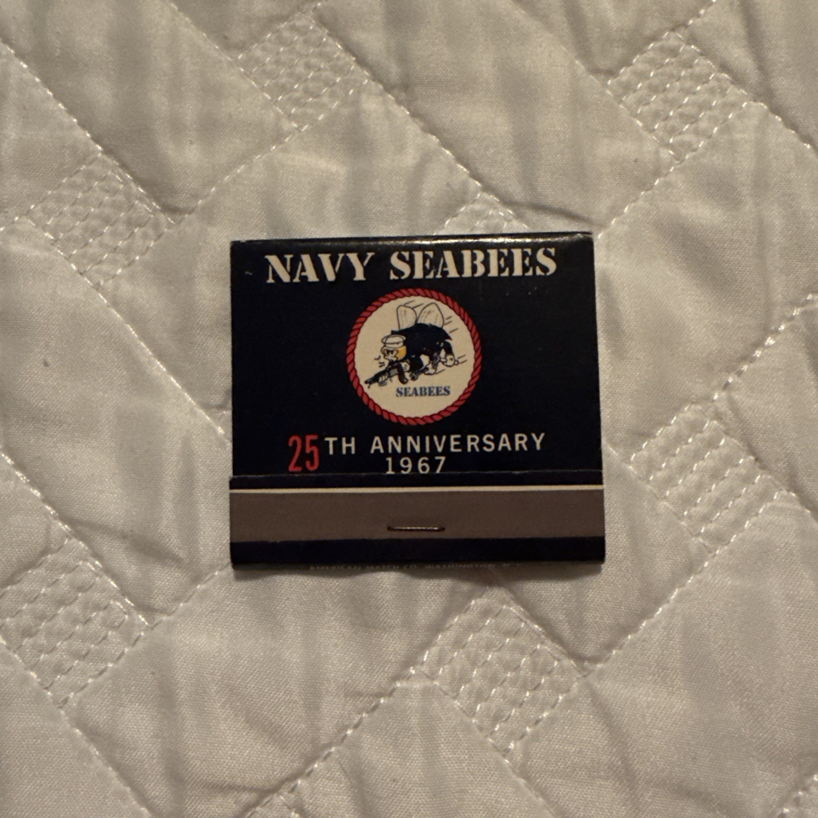 Navy Seabees 25th Anniversary Matchbook 1967 Front Strike 100th Anniversary