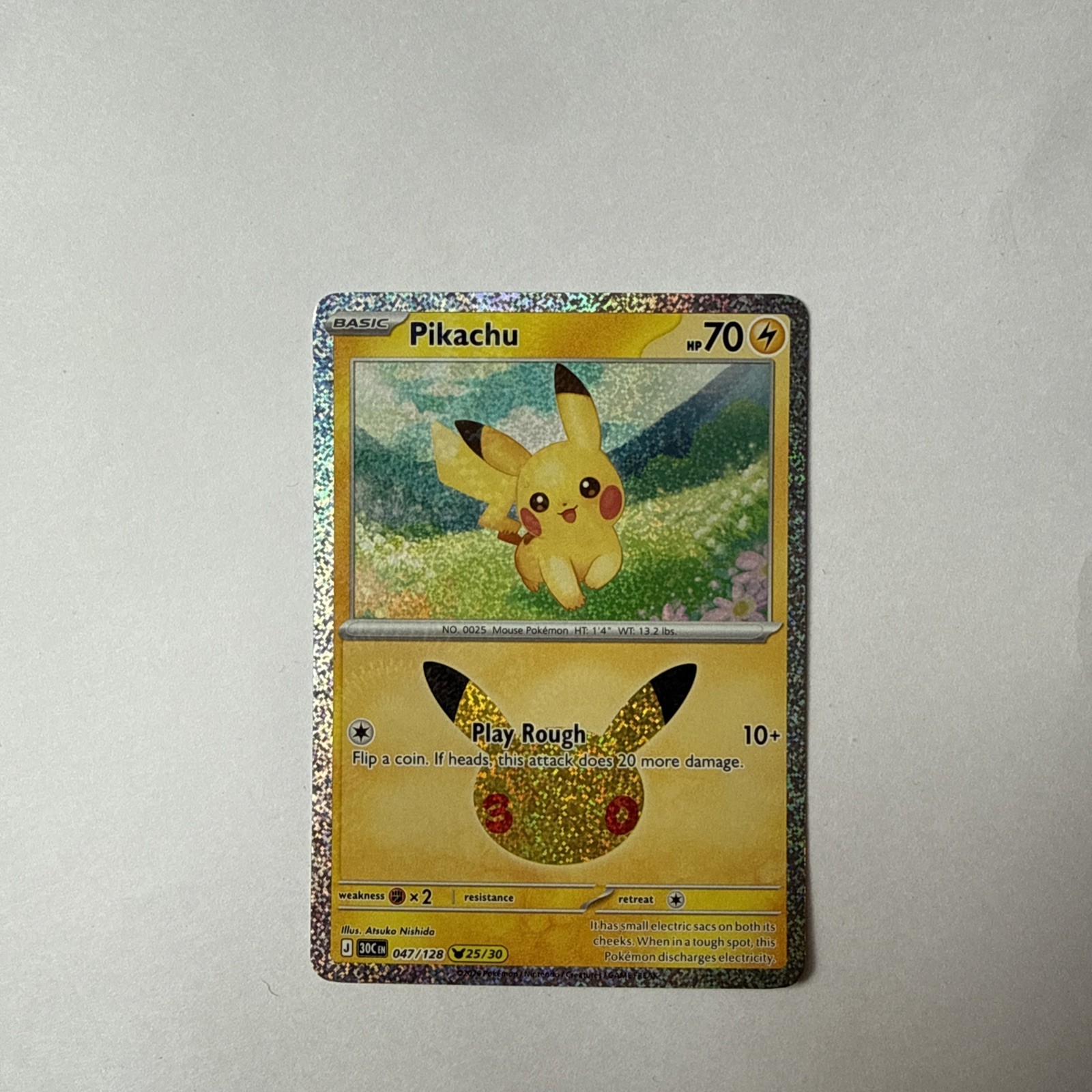 Pikachu 047/128 Me: 30th Celebration Holo