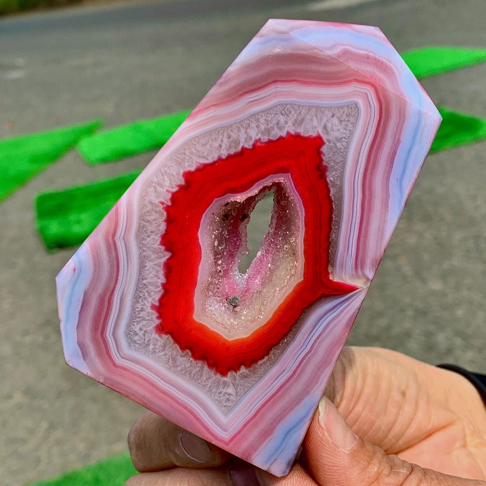 214G Natural Beautiful Agate Geode Druzy Tower crystal mineral column D301