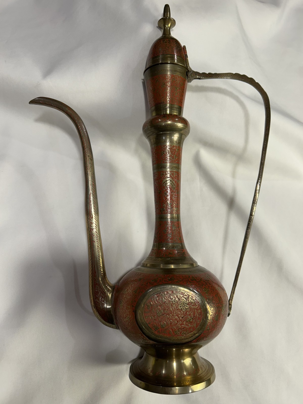 Vintage Indian Brass Aftaba Ewer Pitcher 18