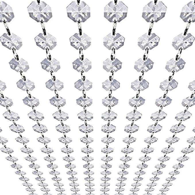 33ft K9 Glass Crystal Garland Strands - Hanging Chandelier Gem Bead Chain - 1...