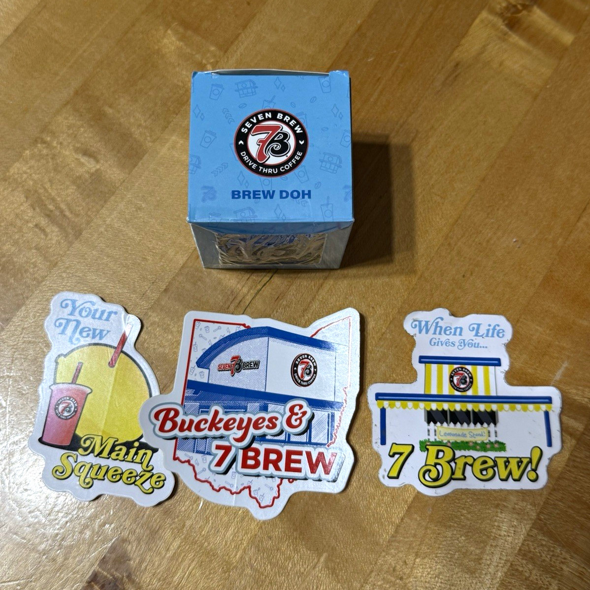 BRAND NEW 7 Brew Doh 7 Brew Coffee Stress Toy w/ Box + LIMITED EDITION STICKERS