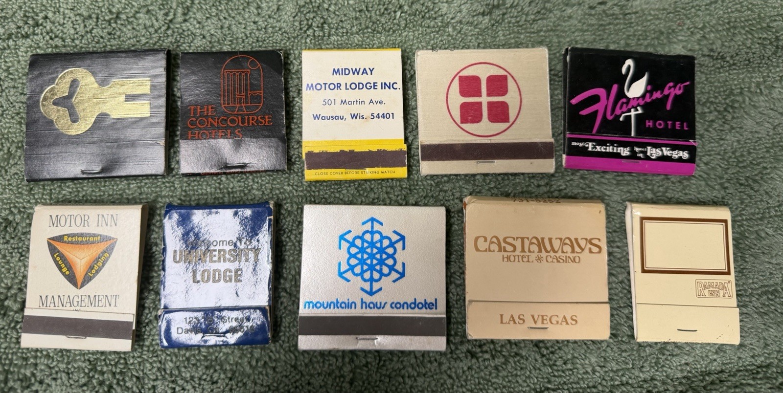 10 Vintage Advertising Matchbooks Las Vegas Casinos & Retro Hotels Lot