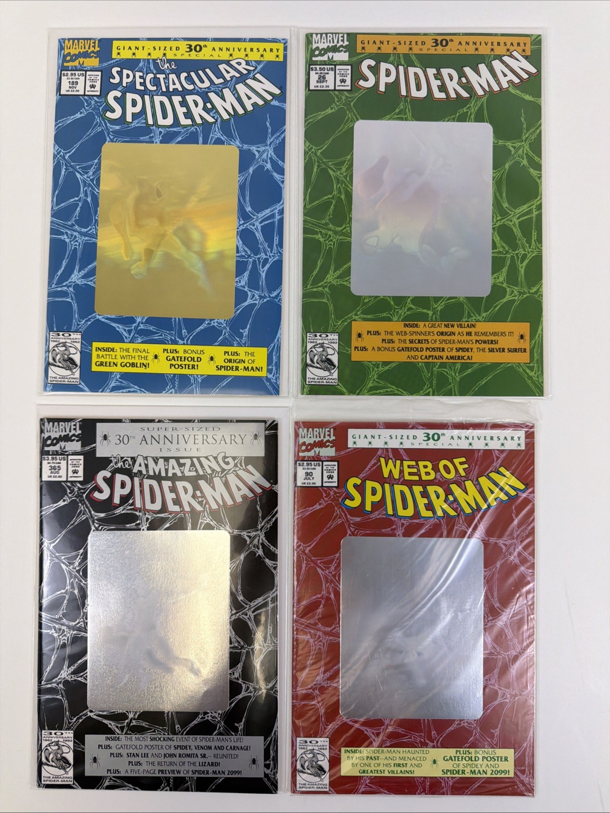 Super/Giant Sized 30th Anniversary Spider-Man, Lot of 4, 1992 Marvel Comics