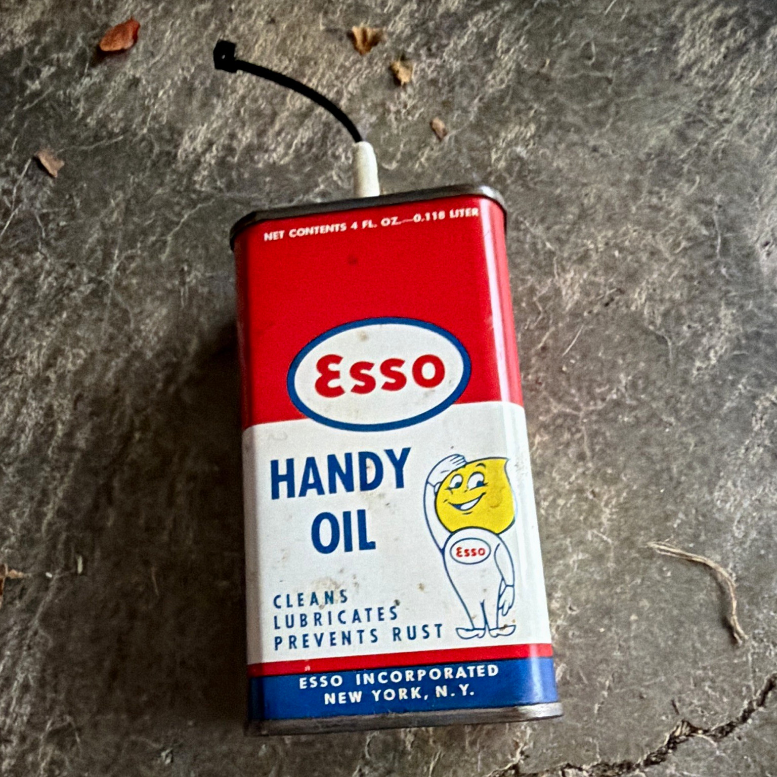 Esso Handy Oil 4 fl oz Metal Tin Advertising Can - Red White Blue Gas & Oil