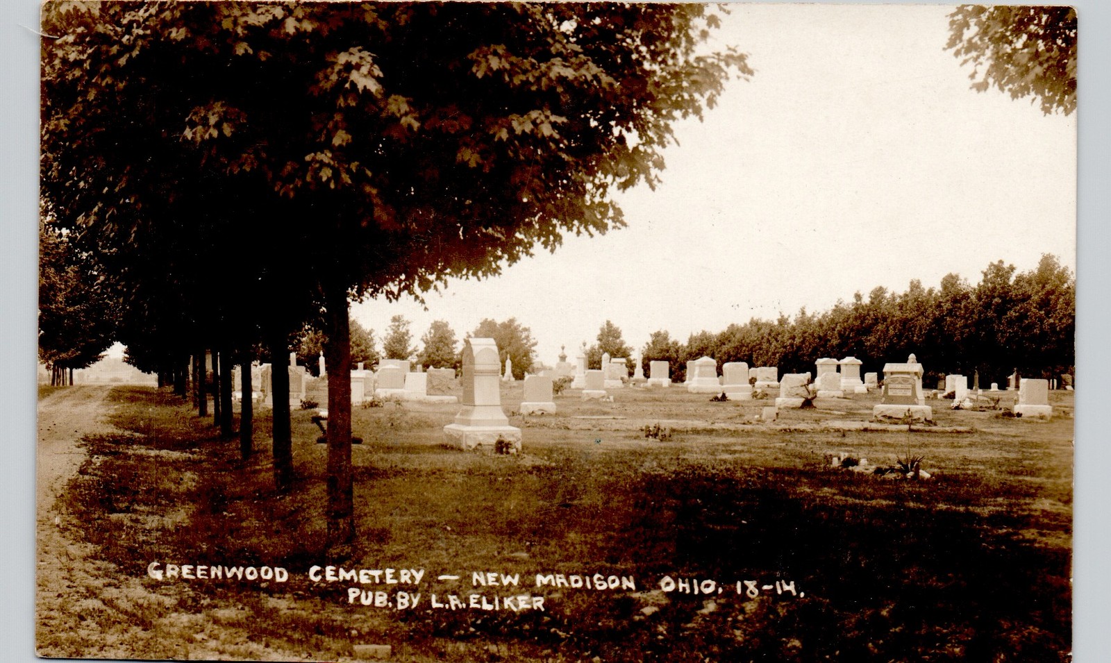 GREENWOOD CEMETERY new madison oh 1909 postcard ohio real photo rppc dead eliker