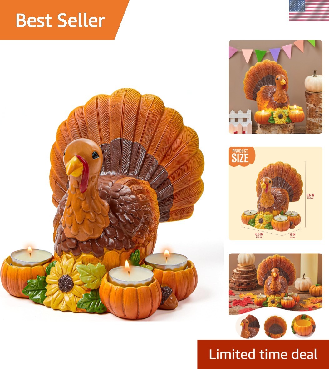 Charming Turkey Tea Light Holder - Perfect Tabletop Decor for Thanksgiving