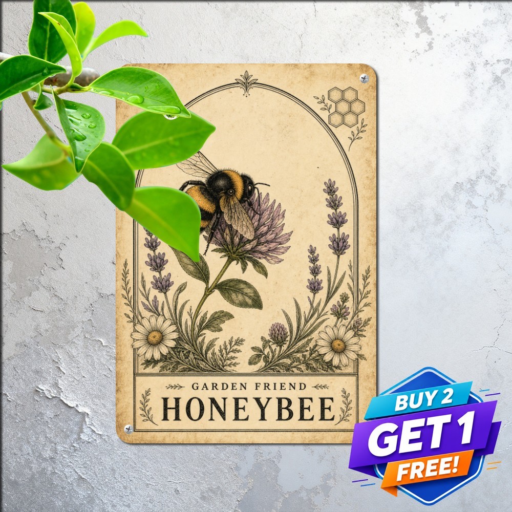 Queen Bee Vintage Honey Hive Metal Sign Sweet Rustic Cottage Farmhouse Decor