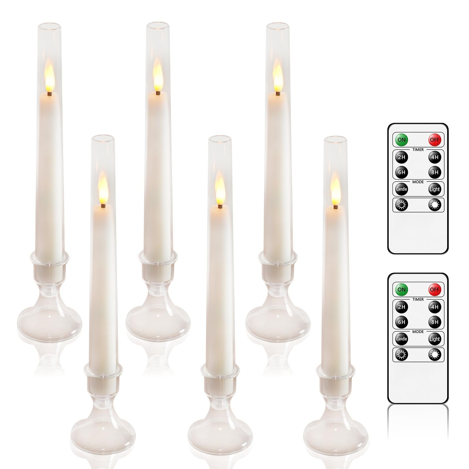Sasigeiaa Flameless Taper Candles with Remote and Timer - 6 Pack LED White Sasigeiaa Flameless Taper Candles with Remote and Timer - 6 Pack LED White