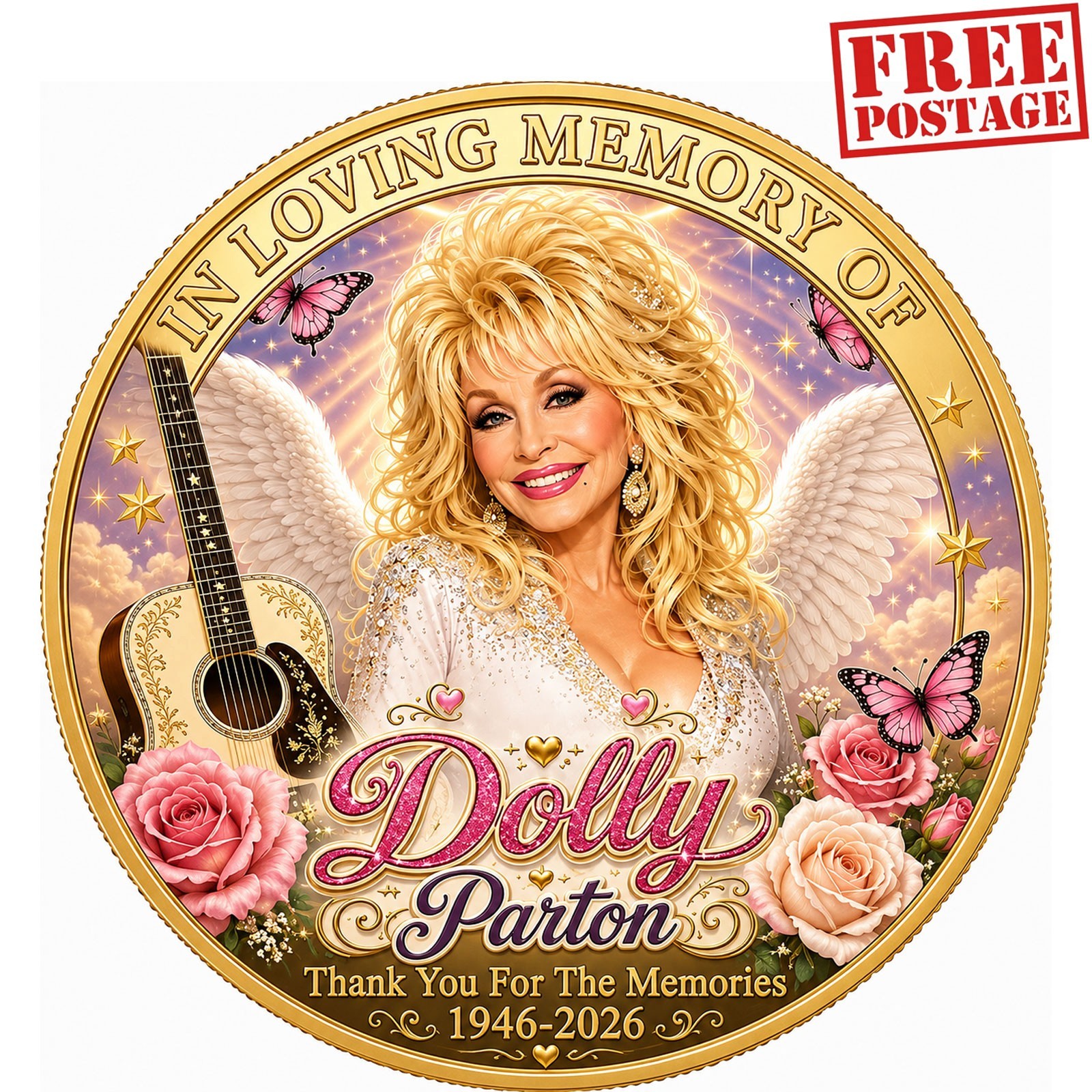 Dolly Parton Commemorative Coin Thank You For The Memories 1946-2026 Gold Coin