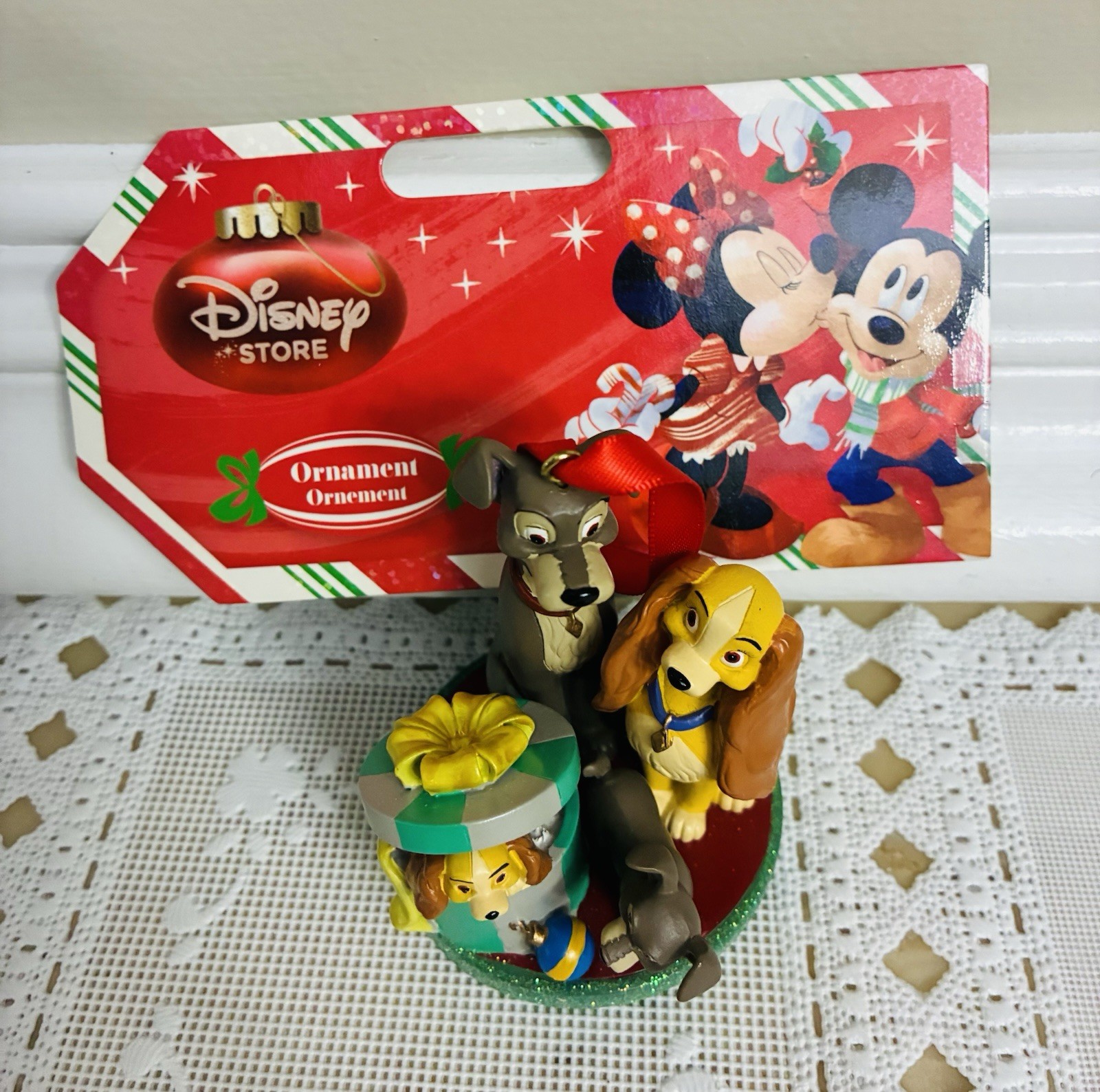Extremely RARE STILL TAGGED Lady & The Tramp & Pups 2016 Disney Store Ornament