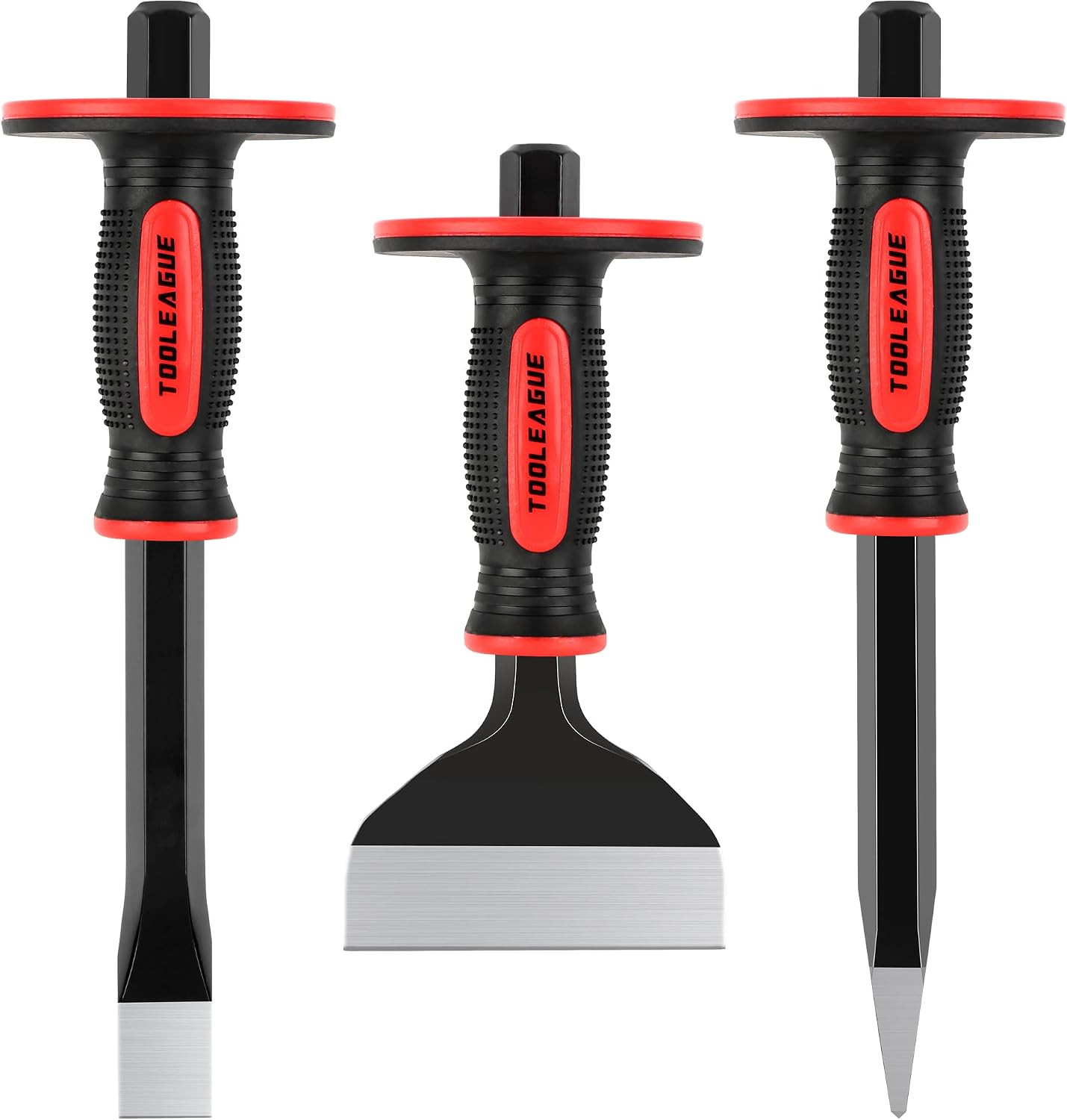 3Pcs Heavy Duty Masonry Chisel Set with Hand Protection