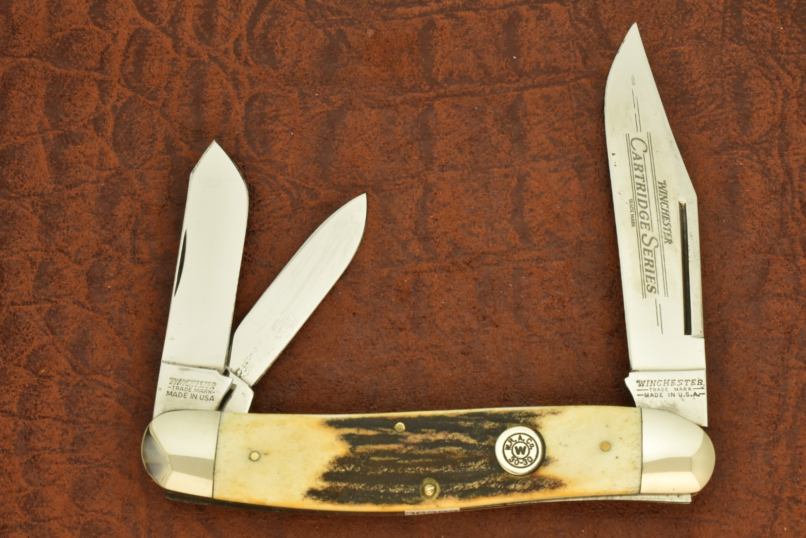 WINCHESTER MADE IN USA GENUINE STAG BIG JUMBO WHITTLER KNIFE 1998 NICE (36393)