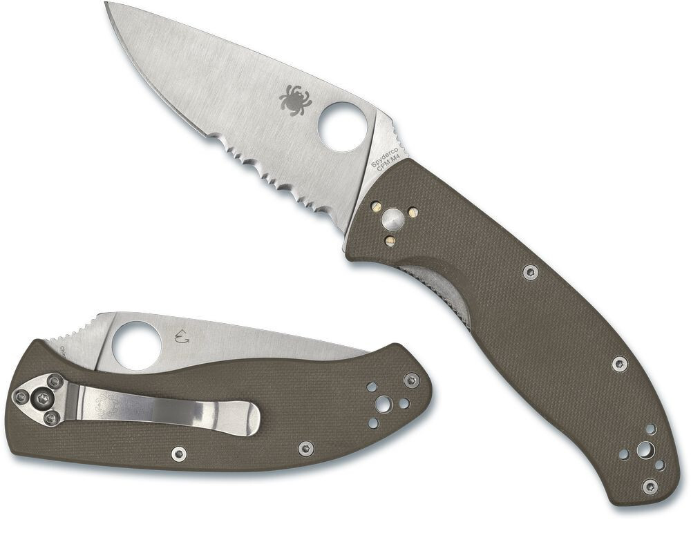 SPYDERCO Tenacious Brown G-10 CPM M4 Combo Edge, Overall Length 7.7, C122GBNM4PS