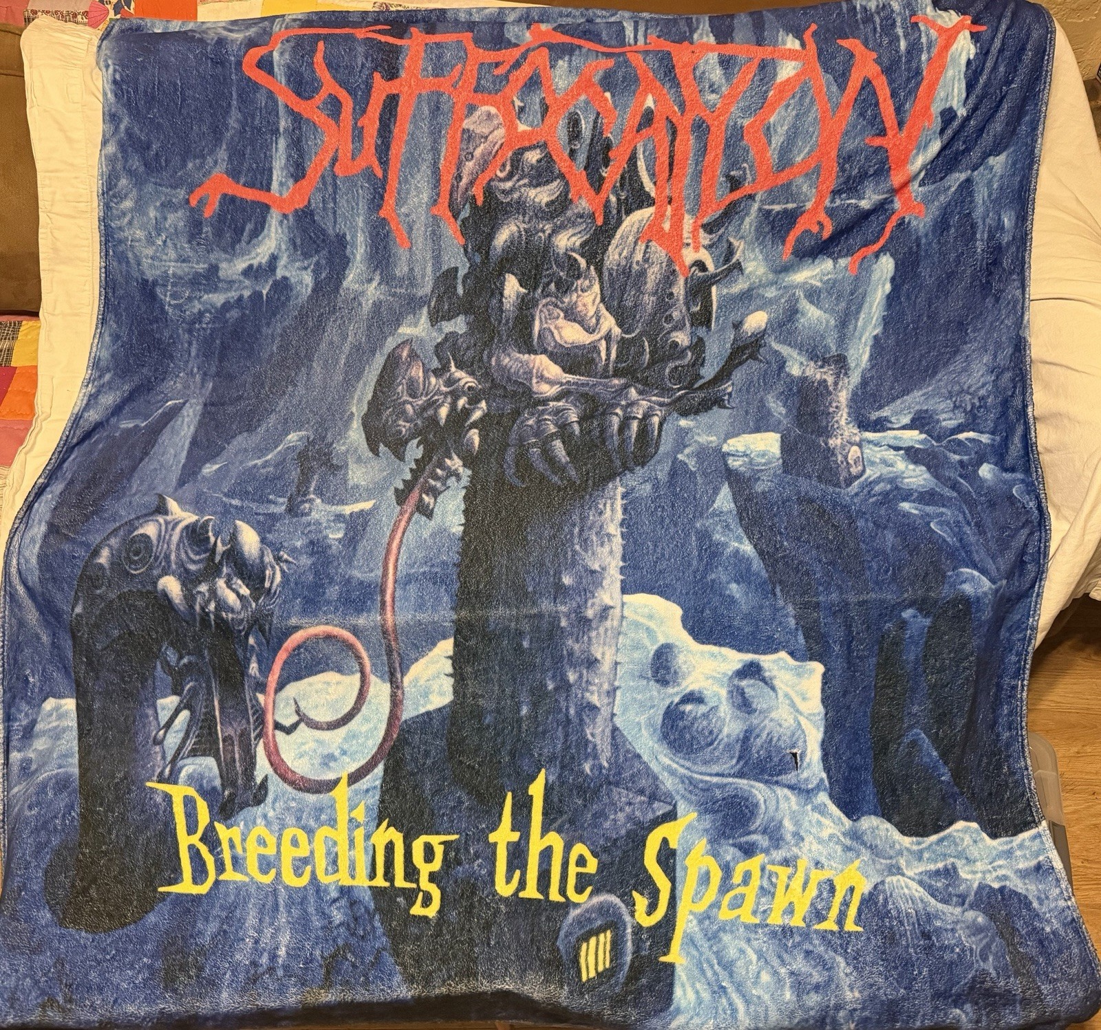 Rare Suffocation Breeding The Spawn Large Throw Blanket READ - Small Rip/Tear