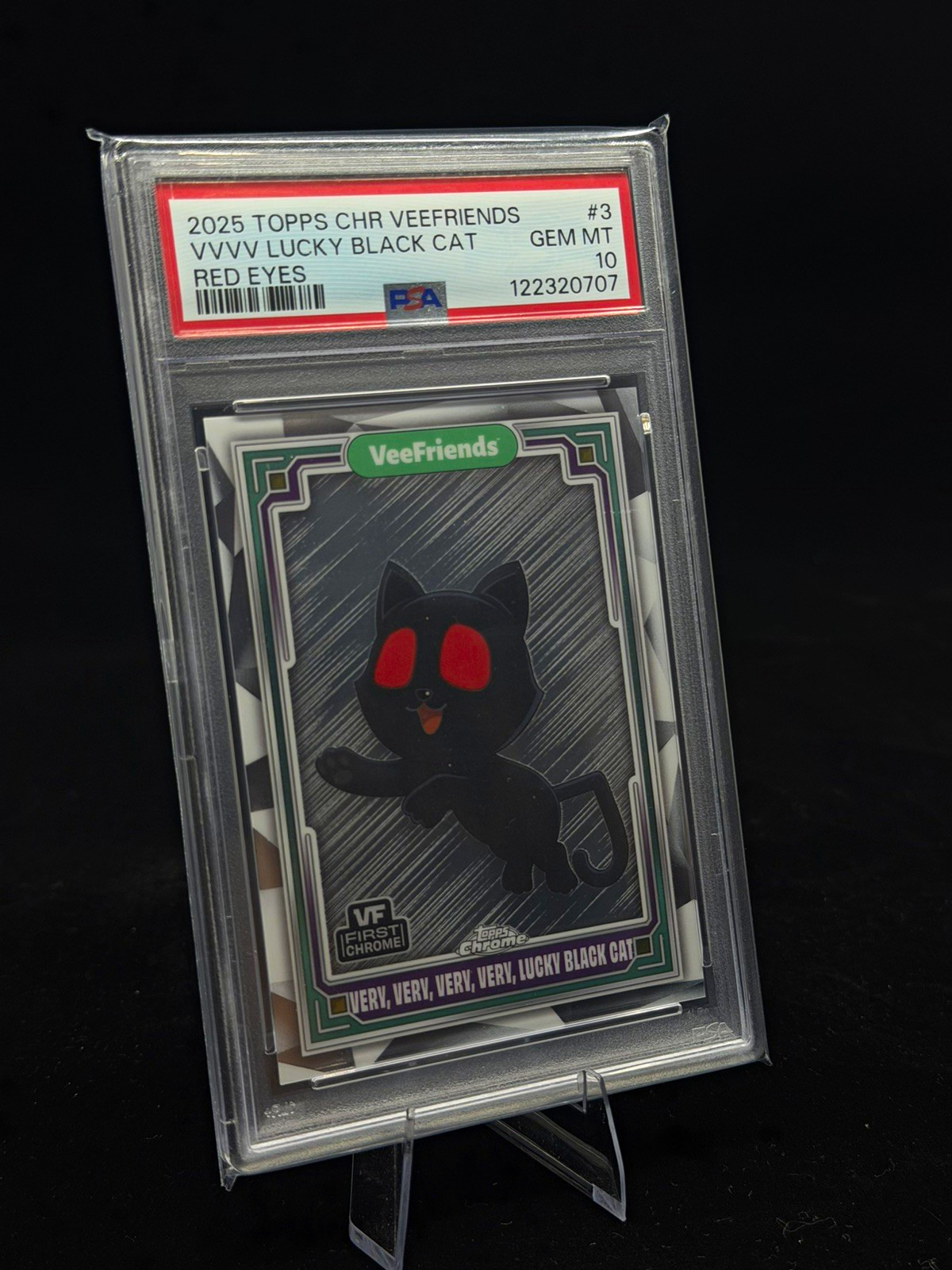 2025 Topps Chrome VeeFriends Red Eyes SSP VVVV Lucky Black Cat PSA 10 #3