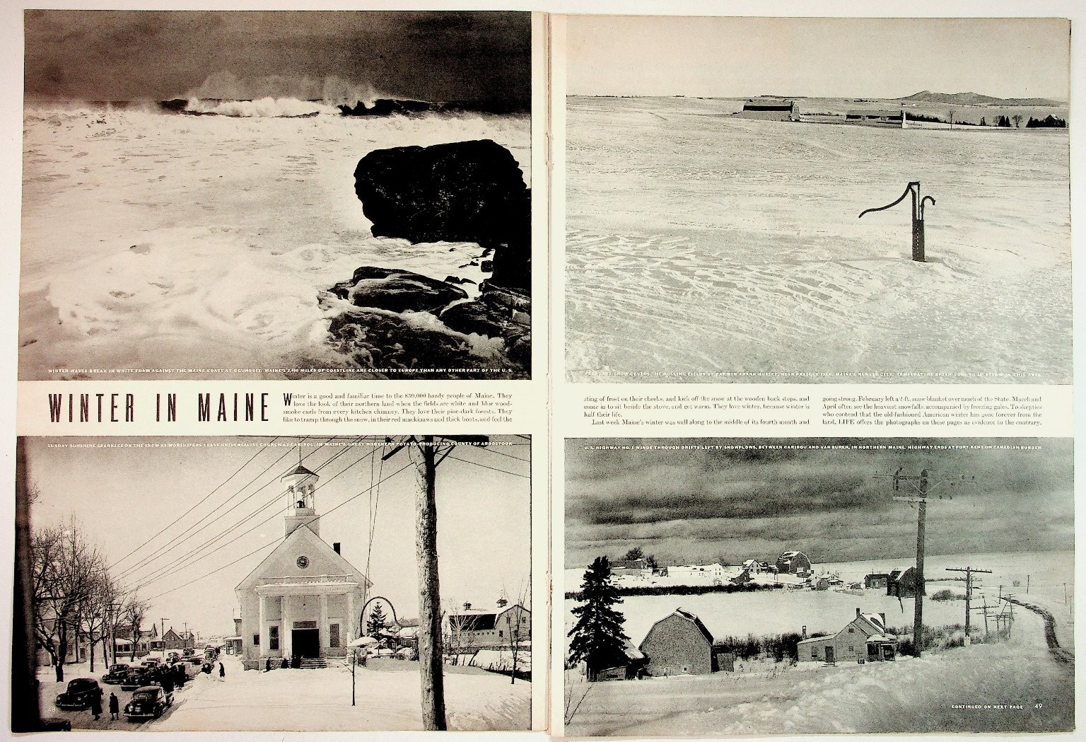 Vintage LIFE Magazine Article Winter in Maine Photo Essay Ephemera