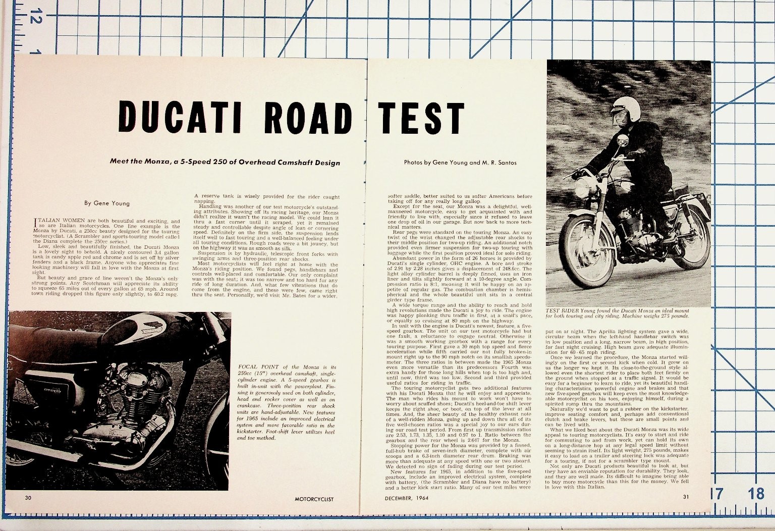 1964 Ducati Monza Road Test Article Magazine Print Ad Motorcycle Ephemera
