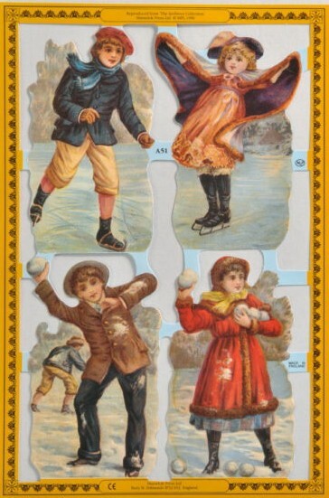 Mamelok English Embossed Scrap Die Cut - Winter's Children  WOW    A51