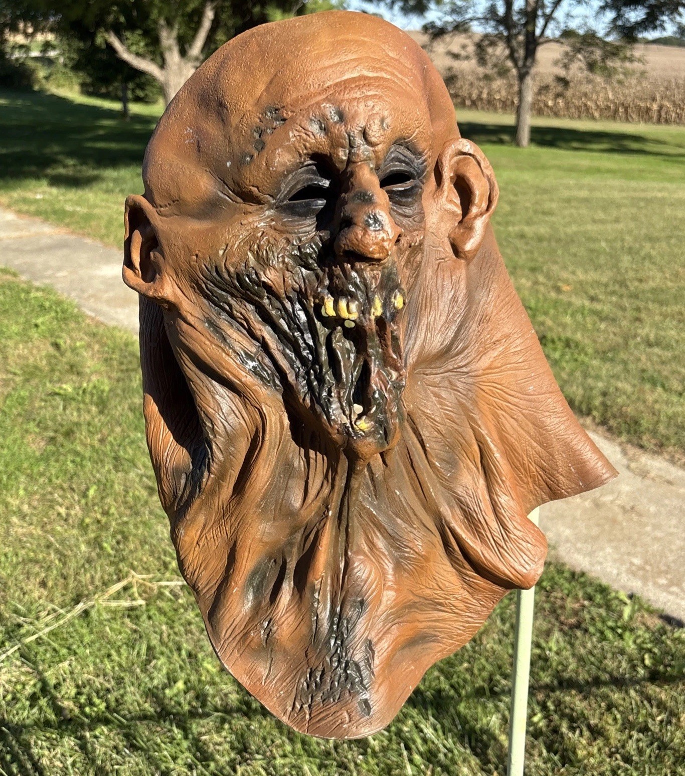 21” VTG Latex Zombie Ghoul Full Head Mask Long Neck Horror Halloween Prop 2.5lbs