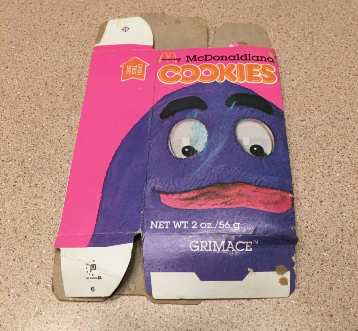 VINTAGE 1981 MCDONALD\'S GRIMACE MCDONALDLAND COOKIES EMPTY BOX