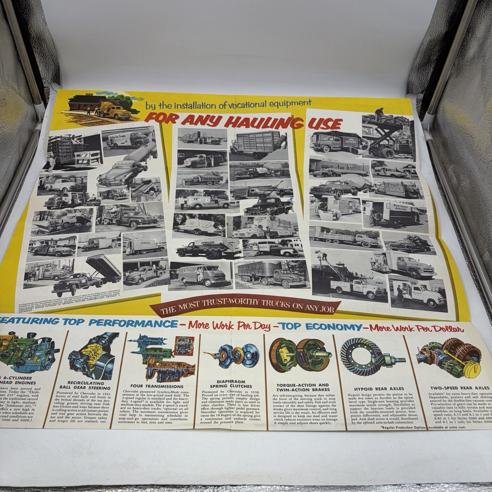 1954 Chevrolet Advance Design Truck Foldout Poster Sales Brochure Kiron Iowa