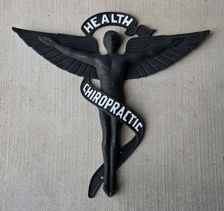 Vintage CHIROPRACTIC HEALTH Cast Metal Building Chiropractor Advertising RARE