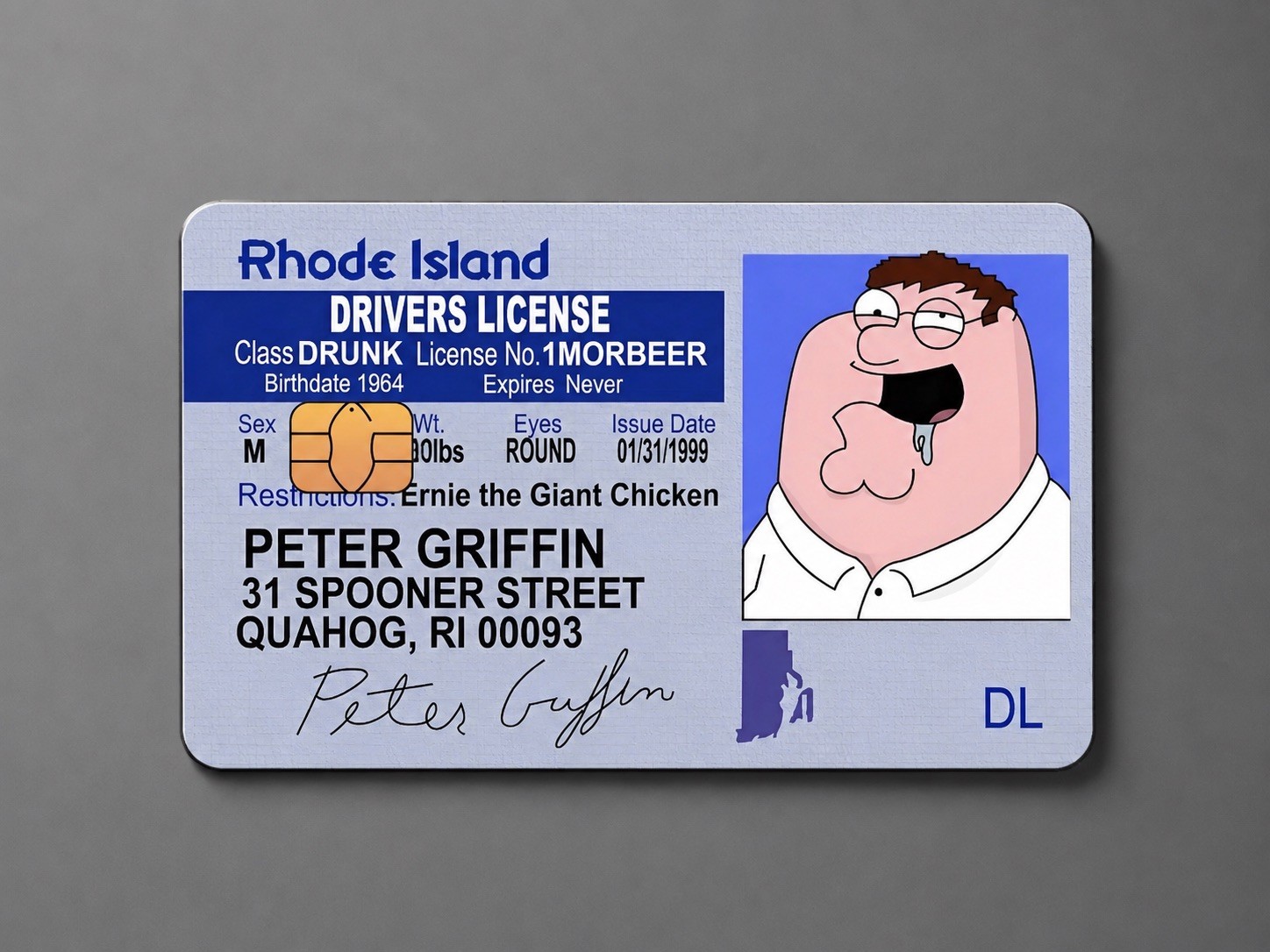 Peter Griffin Rhode Island ID Inspired Credit Card Skin Vinyl Sticker Decal