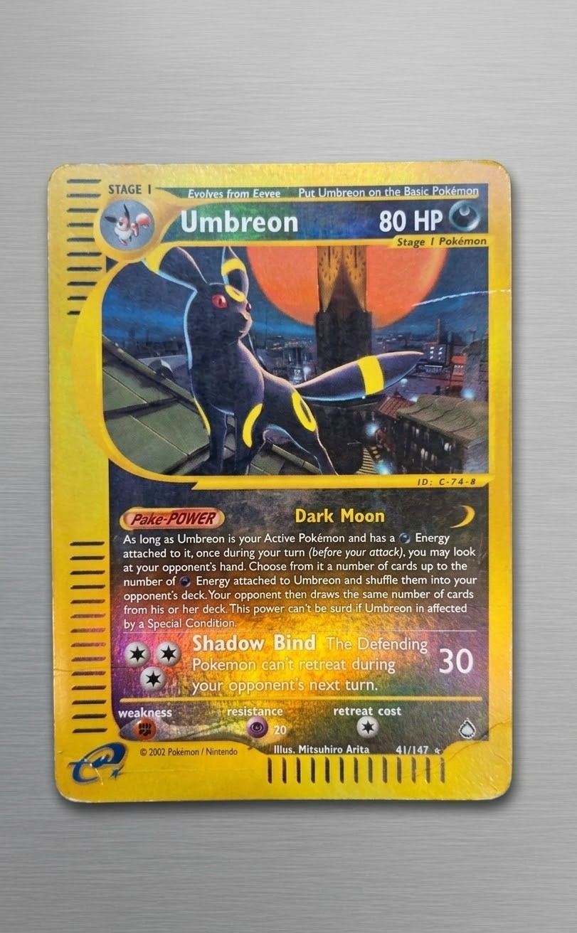 Reverse Pokemon Umbreon 41/147 Acquapolis ENG 2002 PV 80 Dark Holo