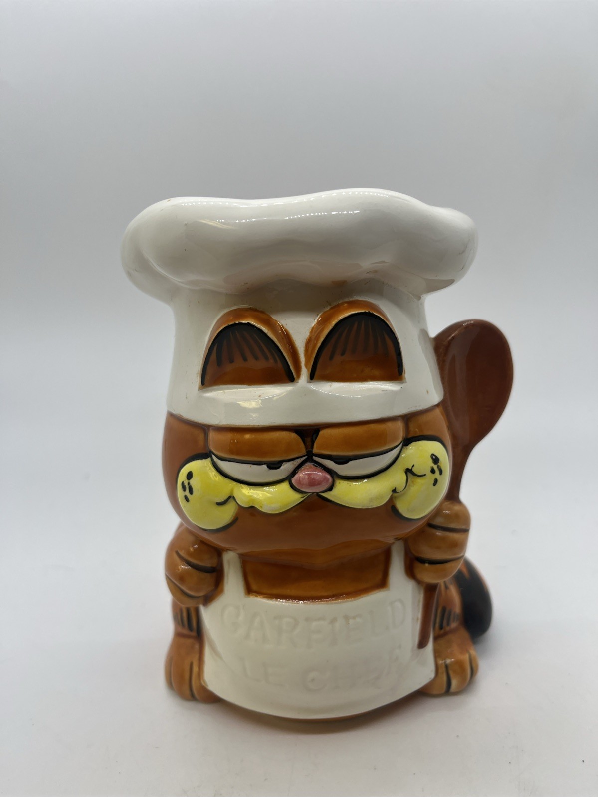 Vintage Enesco GARFIELD Le Chef Food Is Fun 1981 Ceramic Kitchen Utensil Holder