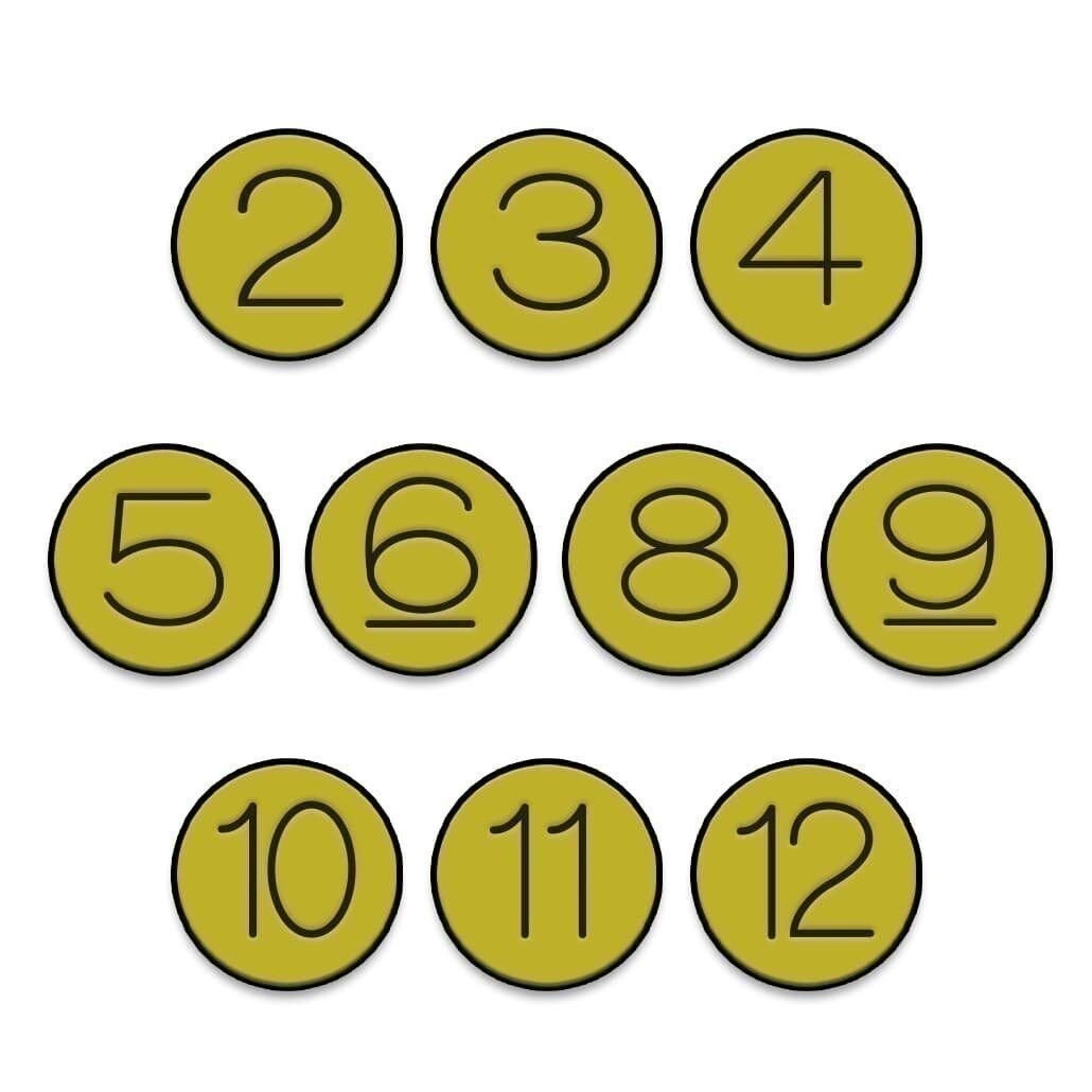 Craps Number Bonus Buttons - Set of 10 Lammers - Professional Casino Quality ATS