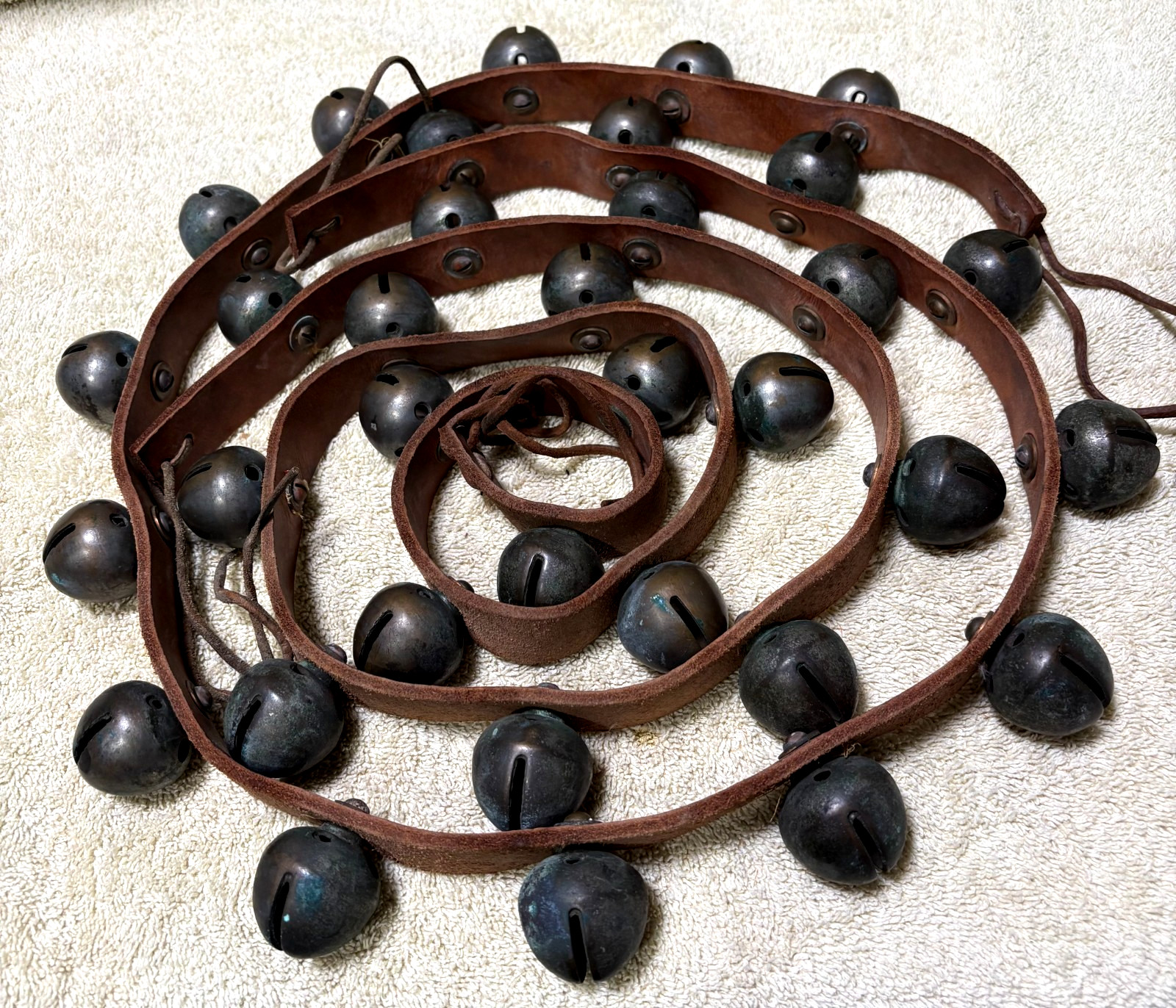 Pair Vintage 1960 Cast Brass Sleigh Bells 44\