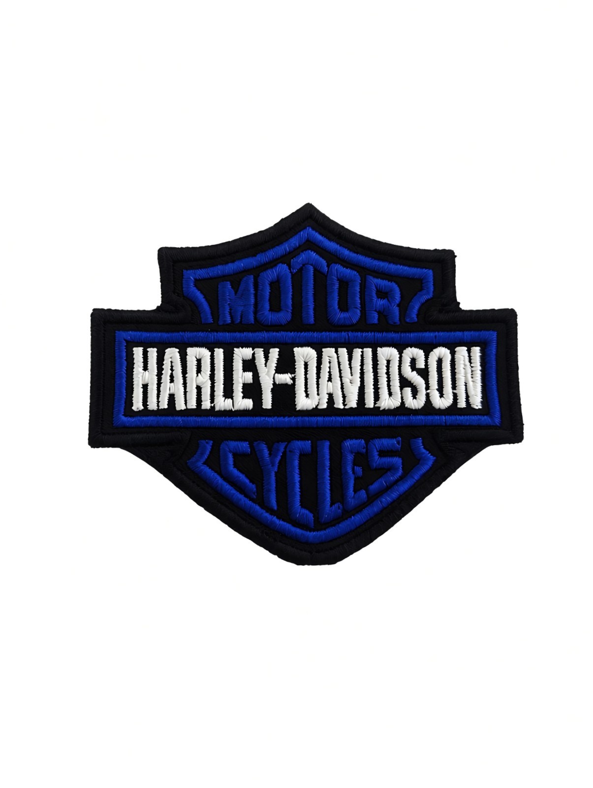 Blue and White Harley Davidson Iron On Sew On Patch 2.5x3 Inches